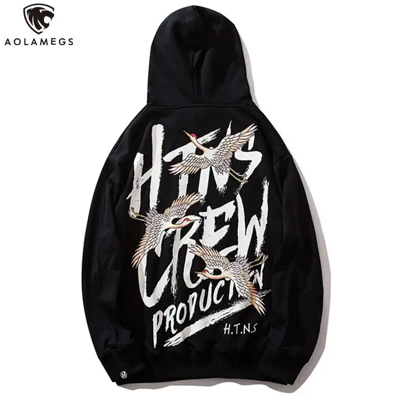 

Aolamegs Hoodies Funny Letter Print Men Pullover Fashion Simple Casual College Style Hooded Loose High Street Streetwear Couple