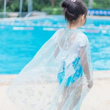 4208 детский купальный костюм Эльзы с брошью и накидкой для маленьких девочек; купальный костюм; детский купальный костюм для маленьких девочек; летняя одежда для плавания;