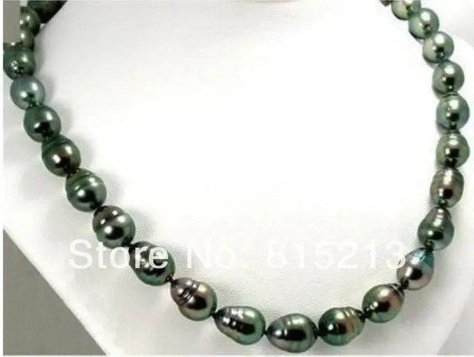 

ddh001133 100% AAA natural TAHITIAN BLACK green PEARL NECKLACE 18INCH 14k solid gold