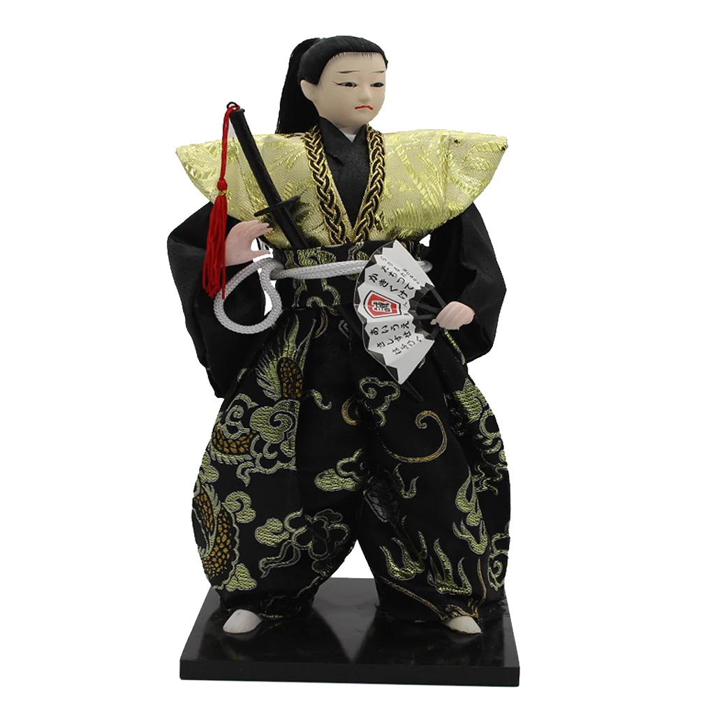 12'' Delicate Japanese Samurai Kimono Doll Oriental Doll Model Home Decoration Collection