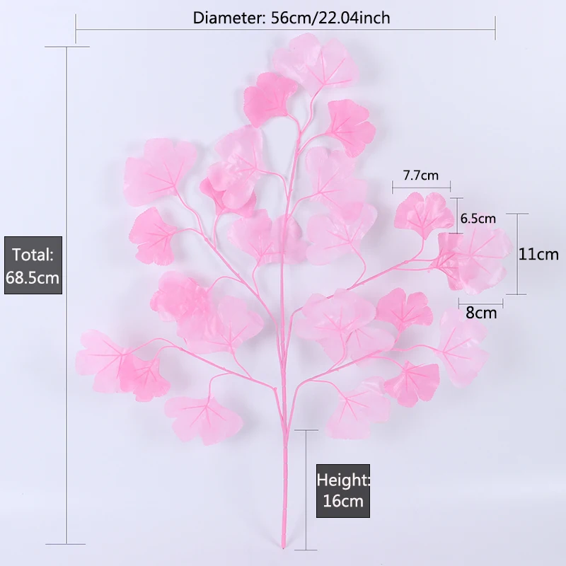 12 шт./лот, искусственные листья, деревья гинкго, Шелковый цветок, на стену, для дома, Декорации для офиса отеля, аксессуар, украшение для зала