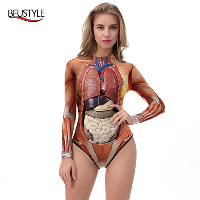 {Excellent|Wonderfull|Very Good|Very Recommended} One Piece Swimsuit Loog Sleeve Zippered Surfing Bathing Suit Organ 3D Printed Swimwear Women 2018 Maillot De Bain BFUSYLE Limited Offers
