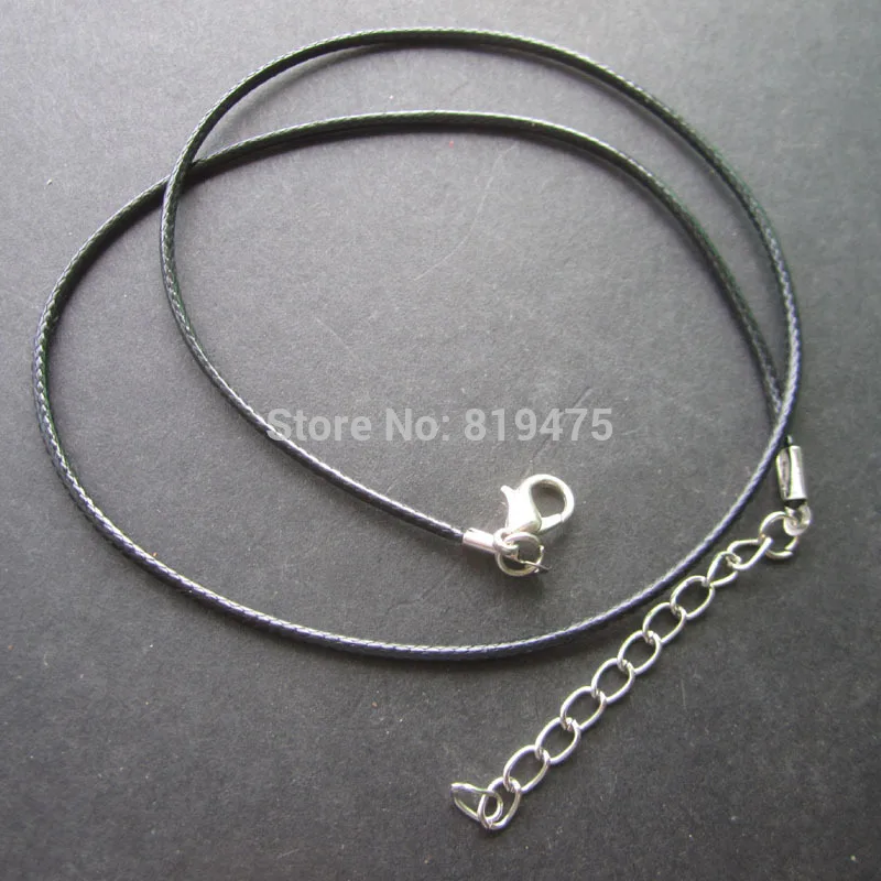 

Wholesale 10pcs/lot Lobster Clasp Black 1.3mm Waxen Cord Necklace 45cm String Necklace DIY Material Making