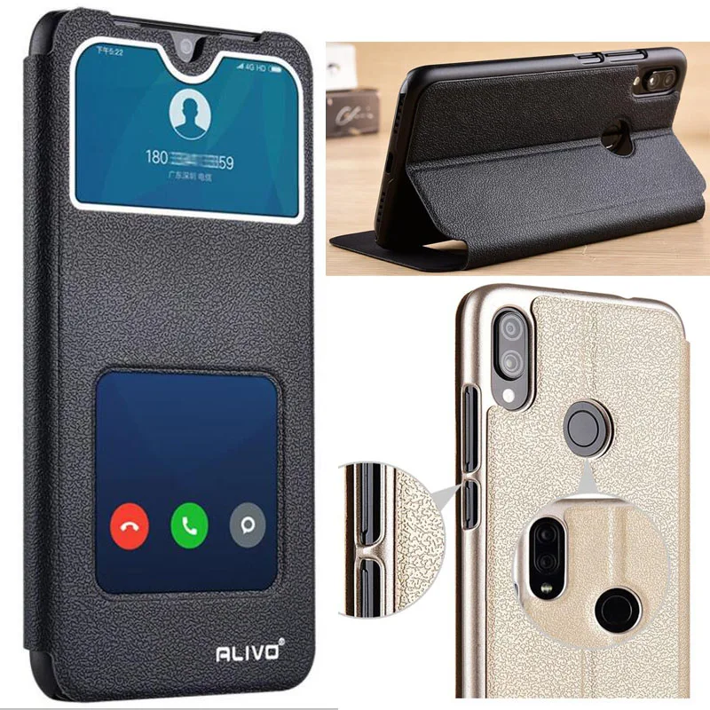 

For Xiaomi Redmi Note 7 Case 6.3" View Window Smart Answer PU Leather Flip Case Stand Hard PC Cover For Xiaomi Redmi Note 7 Case