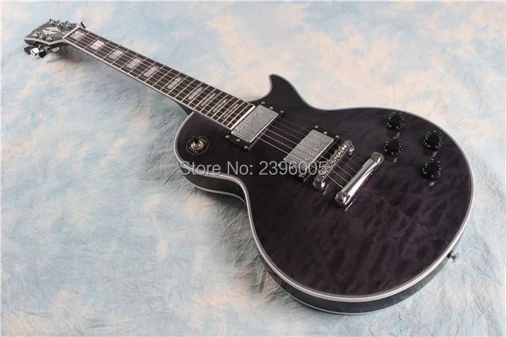 

Custom Shop LP custom electric guitar. flamed maple top cover mahogany body,Black LP guitar ebony fingerboard.free shipping