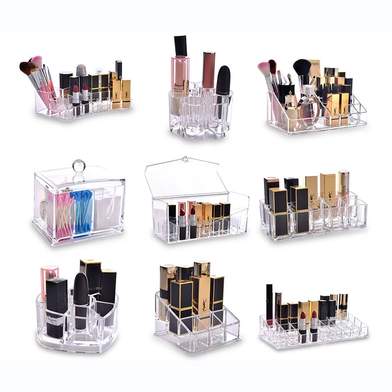 

Dust-proof Acrylic lipstick Cosmetic Storage Box Visible Desktop Eyebrow Pencil Brush Makeup Stand Display Sundries Organizer