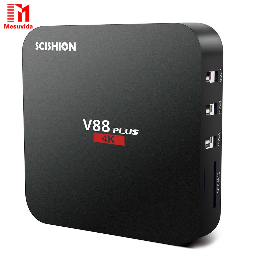 

Mesuvida SCISHION V88plus Smart TV Box Rockchip 3229 Quad-core Android 5.1 Set Top Box WiFi H.265 VP9 4K Smart Media Player