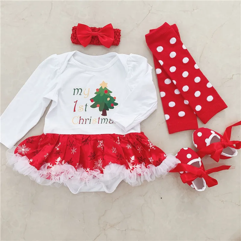 Мой первый Рождественский комбинезон для маленьких девочек, комплекты с шортами, комплект с платьем на Хэллоуин, одежда с тыквой, одежда для малышей, 4 предмета, рождественские подарки для малышей - Цвет: Золотой