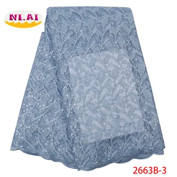 

African Sequins Lace Fabric 2019 High Quality Lace Material Bridal Lace Fabric Nigerian Tulle Mesh Lace Fabrics XY2663B-10