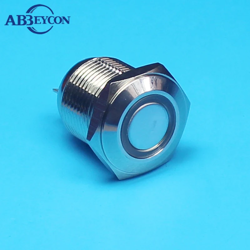 TY 1662 shortest design latching metal push button switch with LED light flat round head blue housing waterproof | Обустройство дома