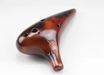 

Great sound smoked burn 12holes Alto F AF Ocarina flute gift