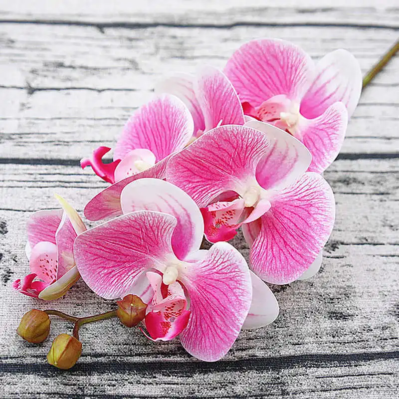 3D искусственная Орхидея, Бабочка, цветы, имитация мотылька, цветок орхидеи для дома, свадьбы, DIY, украшение, настоящее прикосновение, домашний декор Flore - Цвет: Темно-розовый