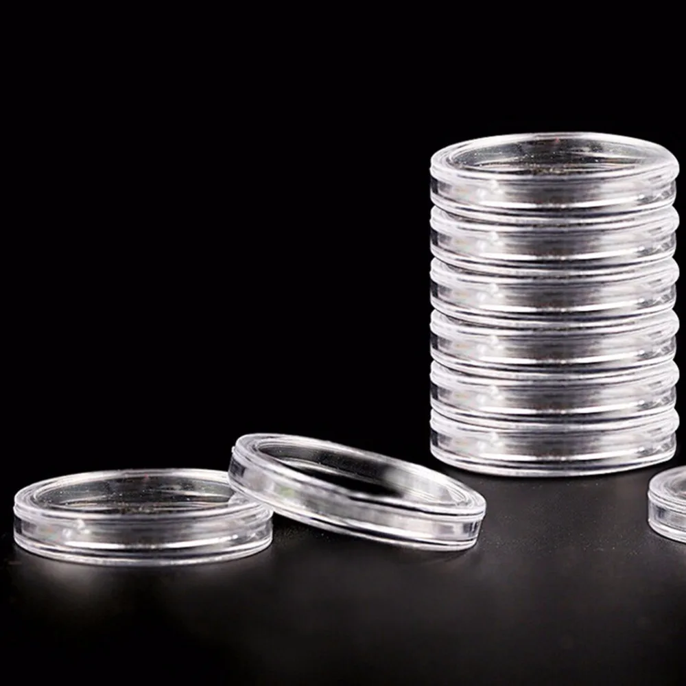 

10Pcs/lot 40mm Clear Coin Holder Capsules Cases Round Storage Ring Plastic Boxes 10 x Coin Capsules