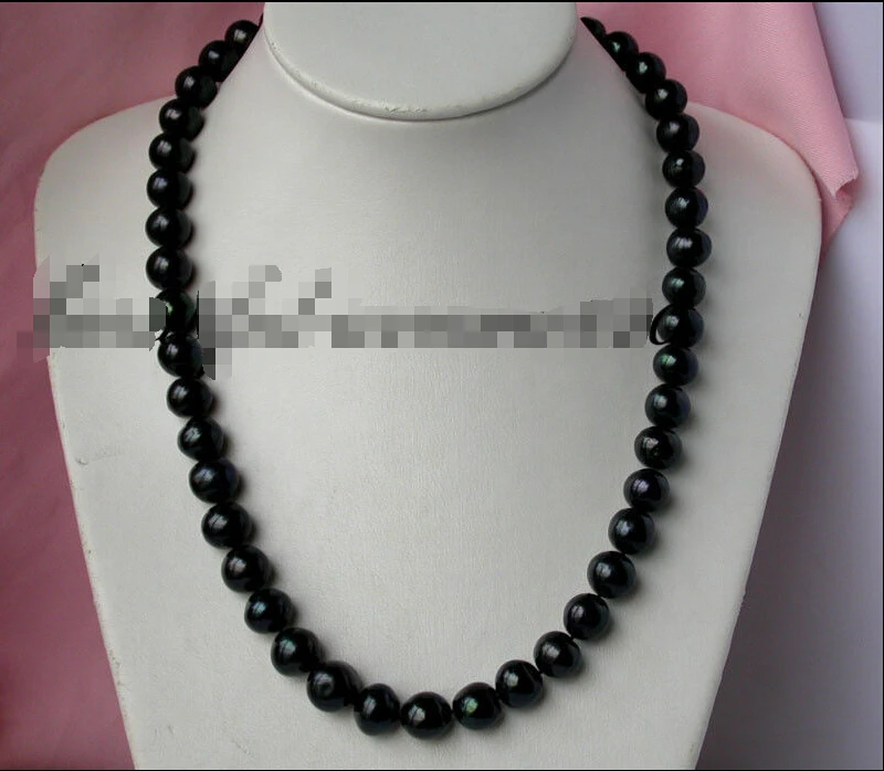 

z1854 24" 14mm round Tahitian black freshwater pearl necklace 925silver AAA