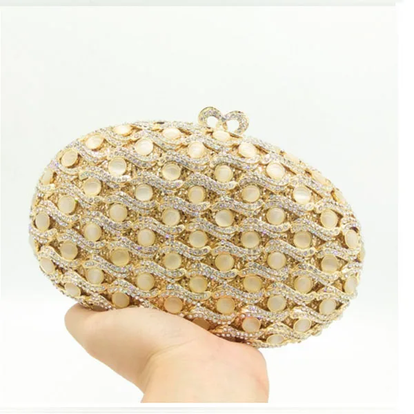 Gold Diamond Full Crystal Rhinestone Evening Bags Clutch Metal Bag