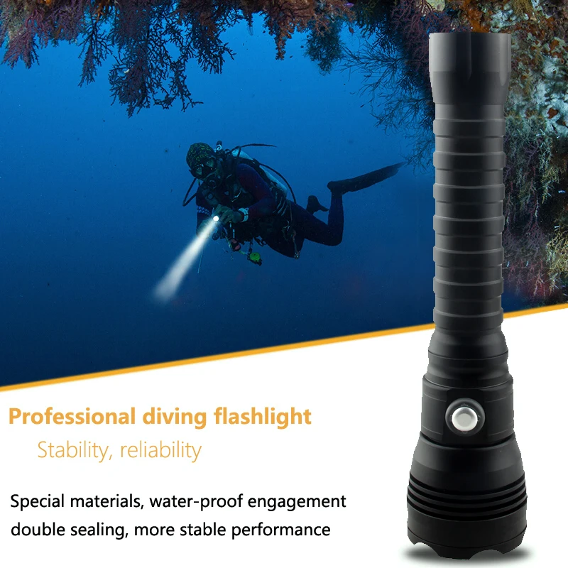  Super Brightness 4 mode 3000K Yellow light XHP70 LED diving flashlight 26650 Underwater 100m Scuba  - 32956161706