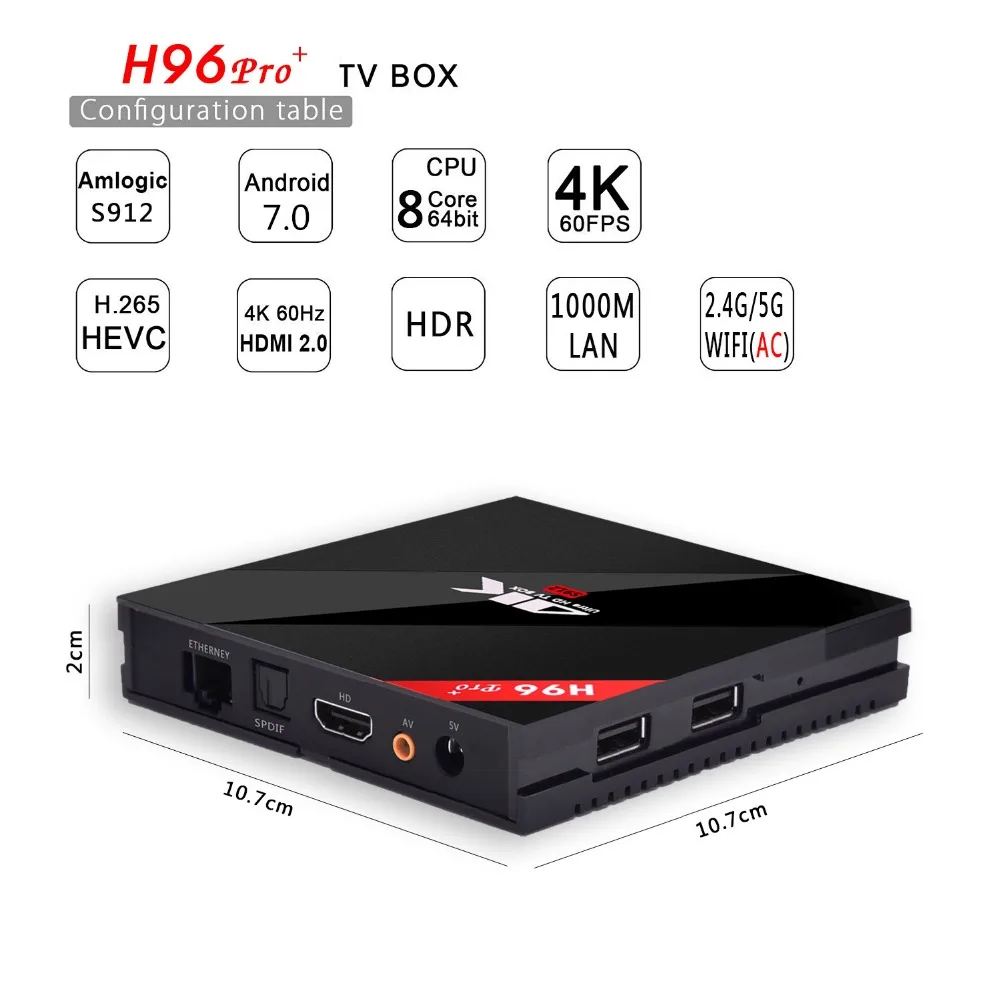 H96PRO+ android6.0 s912 3gb 32gb dual band wireless 1000M LAN