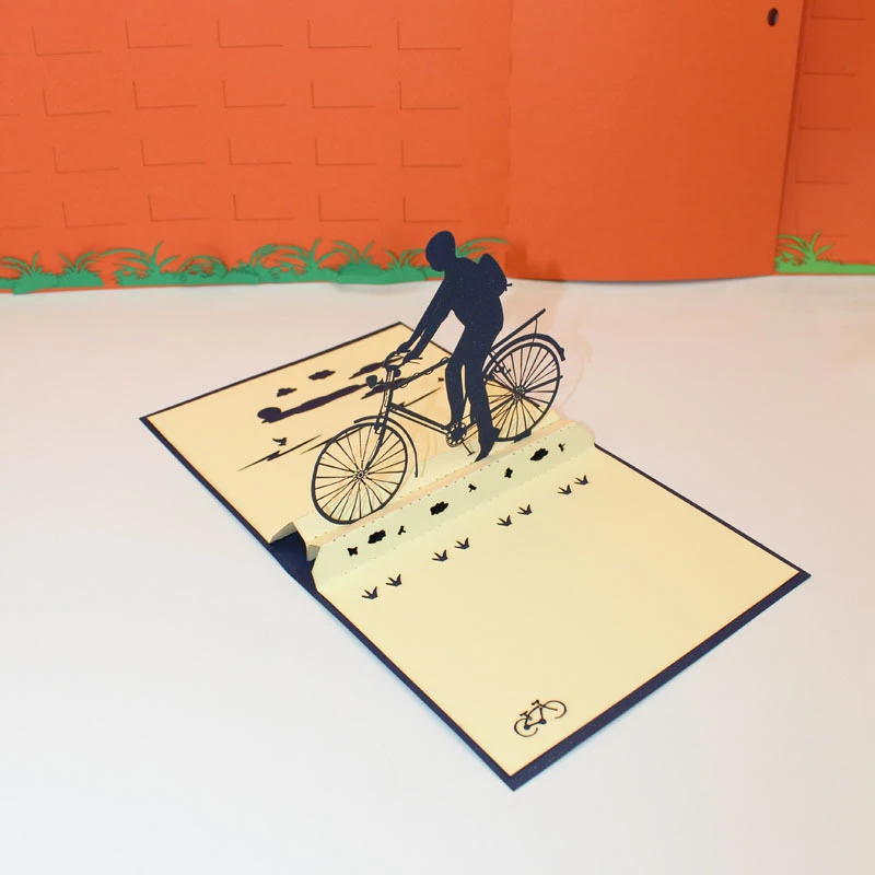  3D Handmade Riding Bike Boy Paper Invitation Greeting Cards PostCard Show Love Valentine's Day Boyf - 32916539008