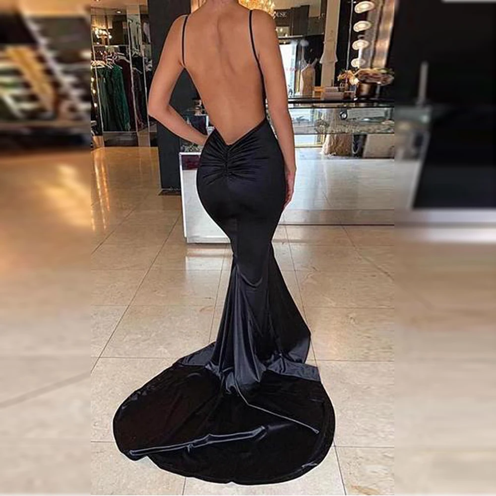 Глубокий V-образный вырез черныйатлас платье атласное длинное платье долго Платье русалка тугой длина пола латье с открытой спиной эластичный платье для вечеринки