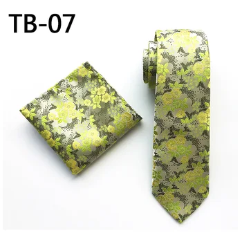 

Green Floral 8CM Silk Jacquard Men Necktie Pocket Square Handkerchief Set for Mens Wedding Business Party