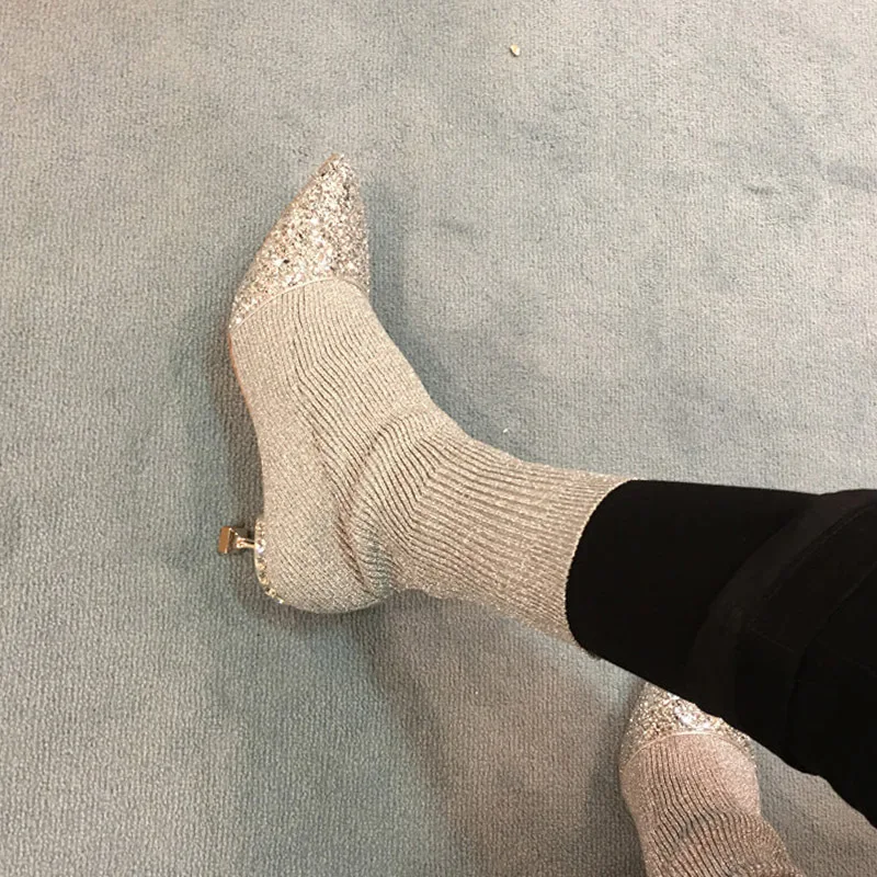kitten heel sock boots black