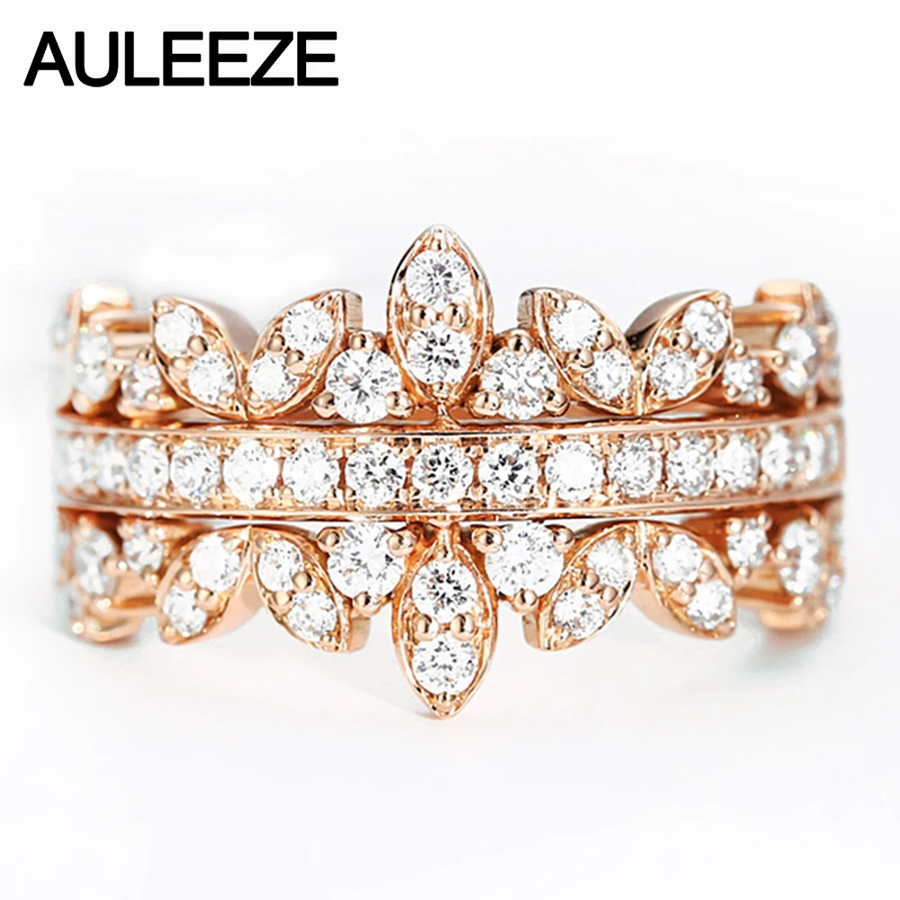 Женское Винтажное кольцо AULEEZE 18K Корона из розового золота с бриллиантами