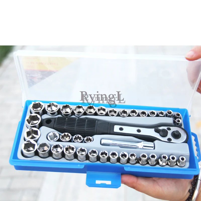 

* 1 Set of 38 Pcs Multi-functional 3/8 inch Imperial Metric Ratchet Driver Socket Wrench Hand Tool Set Mechanical Repair Tool