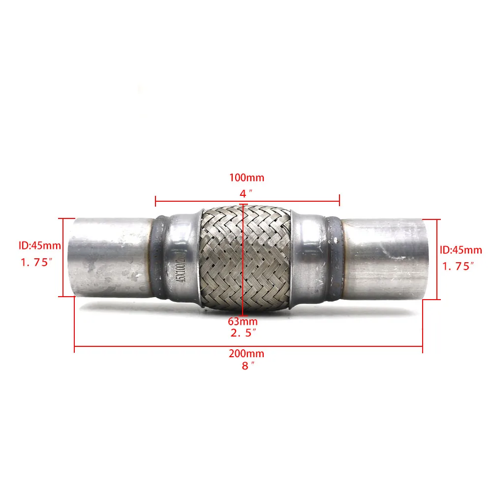 CNSPEED 1,7" x 4" x " из нержавеющей стали, автомобильная выхлопная гибкая труба, двойной Коннектор с оплеткой, пульсация, серебристый с кронштейном YC101187