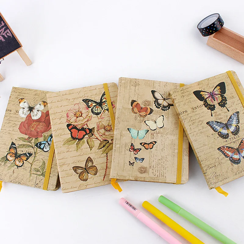 

A5 A7 Brown Butterfly Retro Agenda Vintage Journal Taccuino Paper Notebook Pocket Mini Travel Note Book Stationary Suppliers