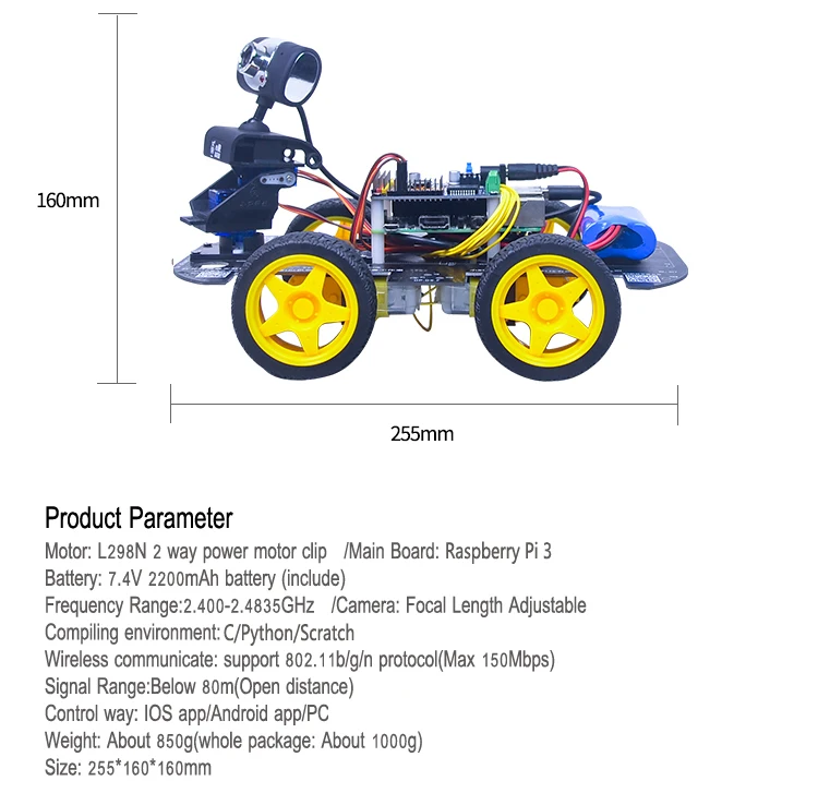 Xiao R GFS DIY умный RC робот Wifi видео управление автомобиль с камерой шарнирная доска