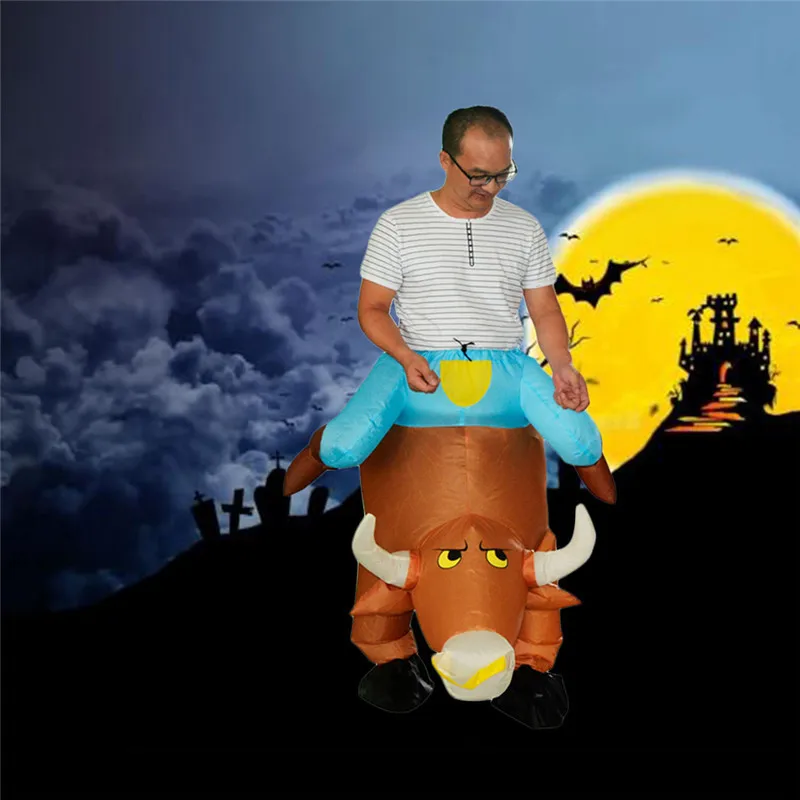 Костюм всадника быка Забавный надувной карнавальный костюм корова мальчик