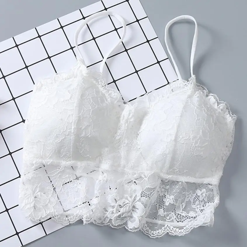 

2018 Hot sell fasion Women Sexy Vest Have A Chest Pad Wearing Underwear Lingerie Lace Bralette Lady Sports Floral Bra Camis jy16