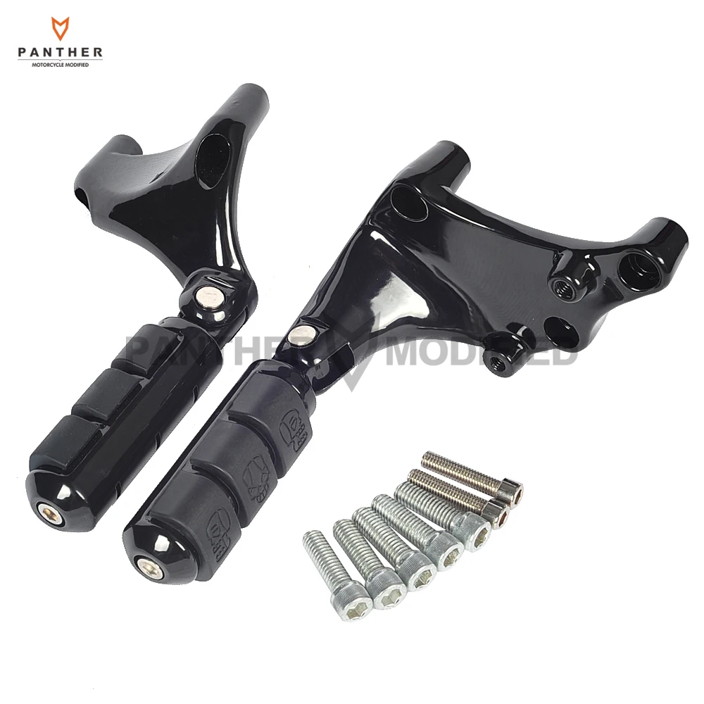 Black Anti Vibration Motorcycle Passenger Foot Pegs Brackets Moto Foot