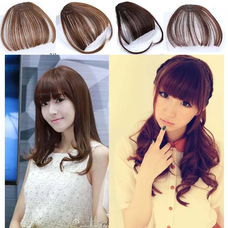 AOOSOO Synthetic bangs for white False Hair Neat Front False Fringe Thin Blunt Clip In bangs piece for Women girls