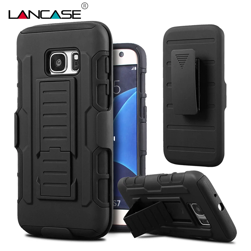 Lancase For Samsung Galaxy S7 Edge Case Hybrid Belt Clip Stand 