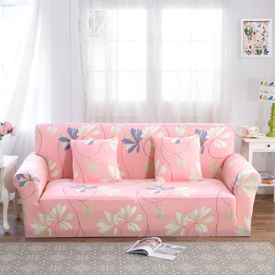 Sweet Pink Flowers Sofa Covers For Living Room Multi size Corner Sofa