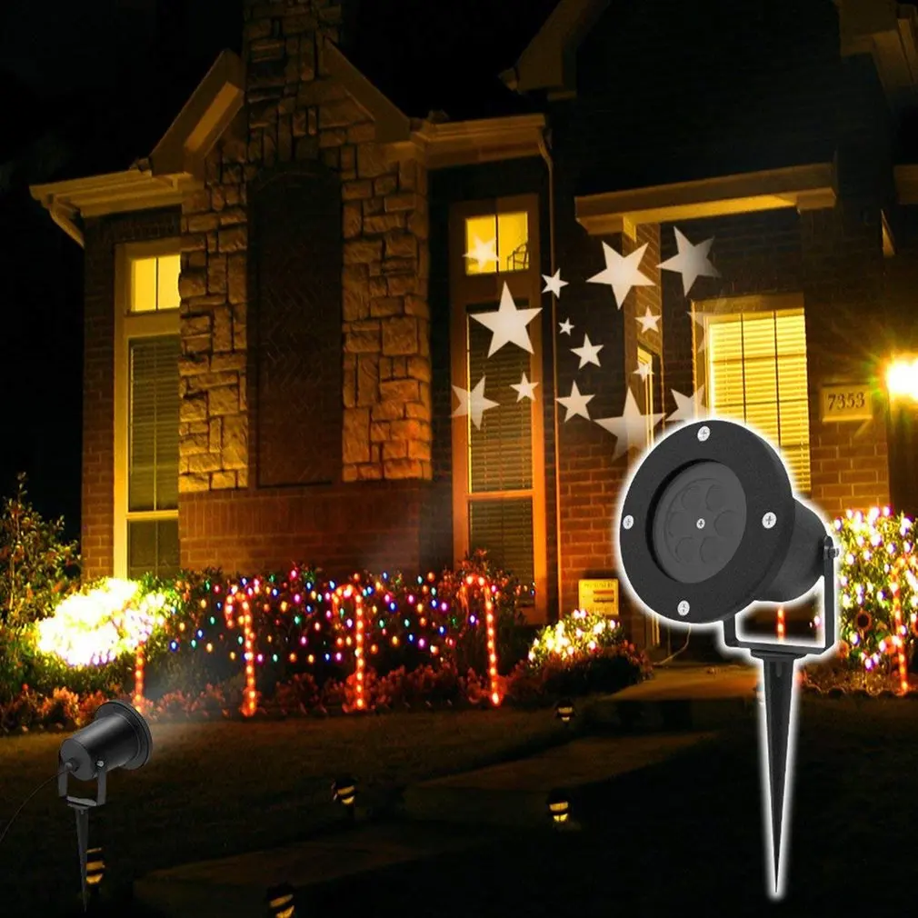 Алюминиевый корпус светодиодный Снежинка/звезда узоры Ландшафтный проектор Рождественская проекционная лампа для США/Великобритании/ЕС