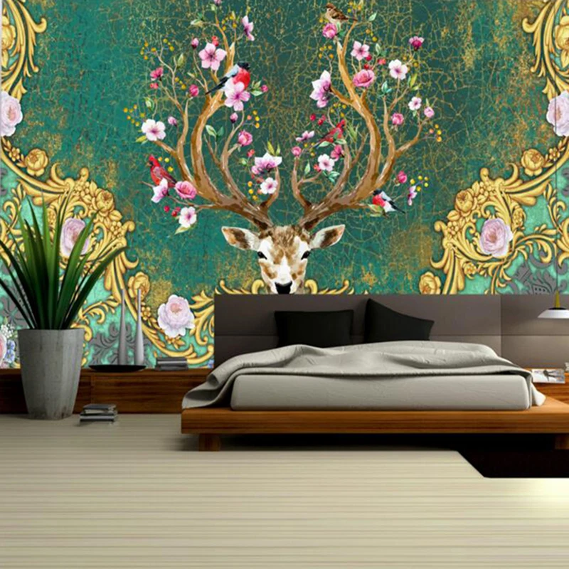 Vintage Floral Wallpaper For Sale Deer Wall Mural Flower Wallpaper For Home  Sitting Room Design Tv Room Furniture Room Decor - Wallpapers - AliExpress