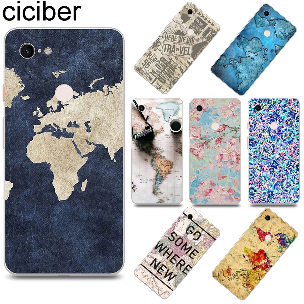 

ciciber World Map Pattern Cover Funda for Google Pixel 3 3XL Soft Silicone Phone Case for Google Pixel 2 2XL Coque Capinha Capa