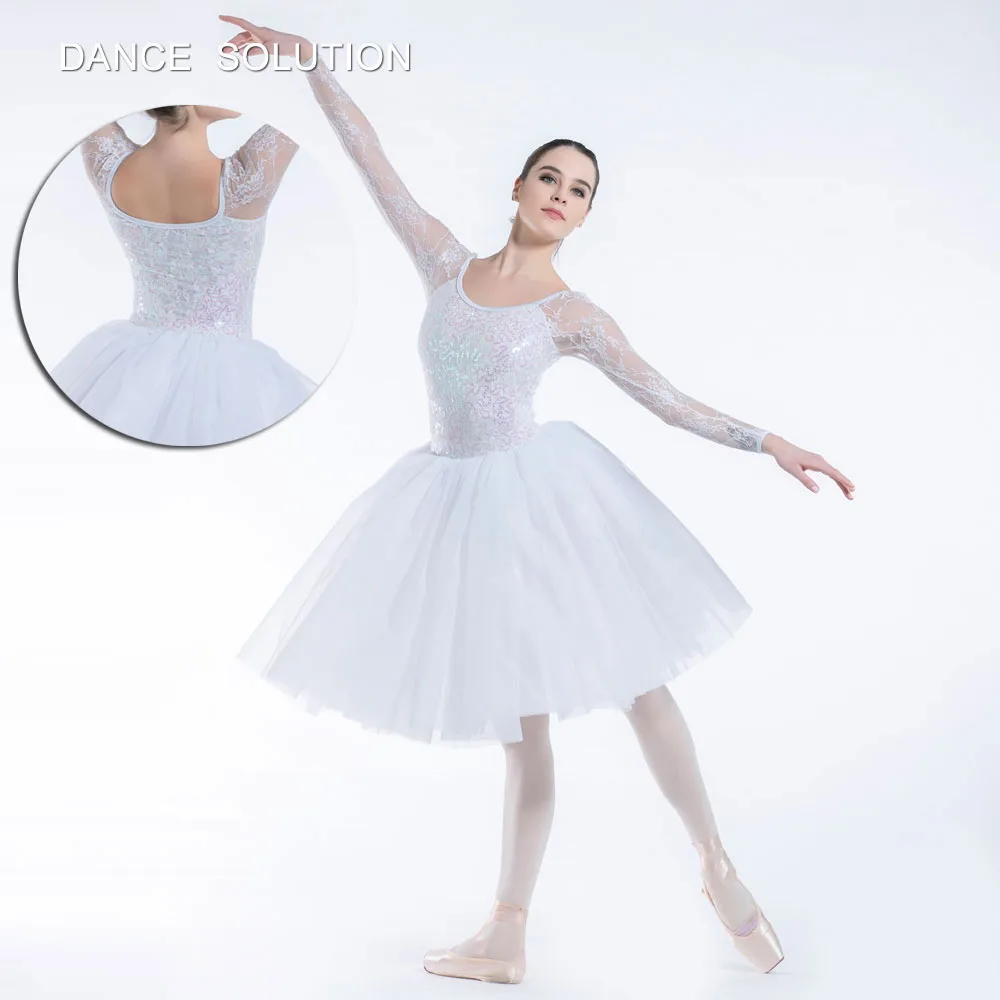 Long Sleeve Ballet Dance Tutu Sequin Lace Leotard Dress For Women Ballet  Dancing Dresses Adult Girls Ballerina Costume 19501 - Ballet - AliExpress
