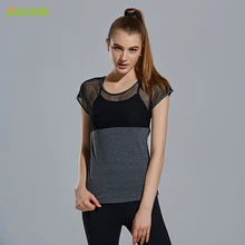 Для женщин спортивные Футболка Тренажерный зал работает полые короткий рукав