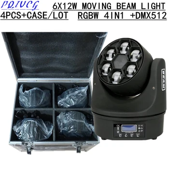 

4PCS/ 6X12W Bee Eye Beam light + Flight Case rgbw 4in1 moving head light professional dj light stage equipment 100% NEW