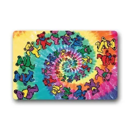 Custom Grateful Dead 3D Dancing Bears Spiral Tapestry Decorative Doormat Indoor/Outdoor Doormat 