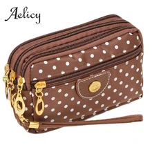 Aelicy модный холщовый Длинный кошелек в горошек женские клатчи на каждый день мульти-молния Дамская сумка для денег сумка для телефона кошелек хранилище монет сумка