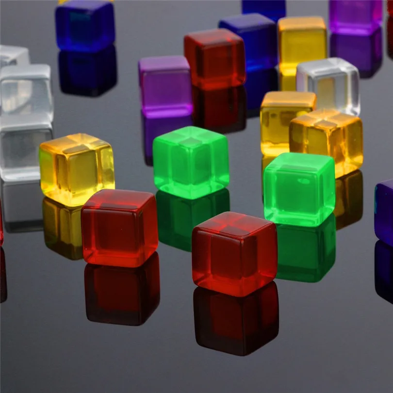 60pcs Transparent Dice Acrylic Cube Board Game DIY Fun and Teaching Dice 2019 NEW #4A03 (4)