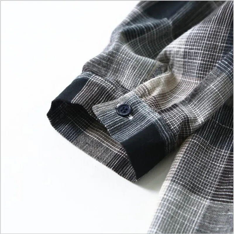 Женская длинная рубашка в клетку из хлопка и льна|shirt female|long shirtplaid women |