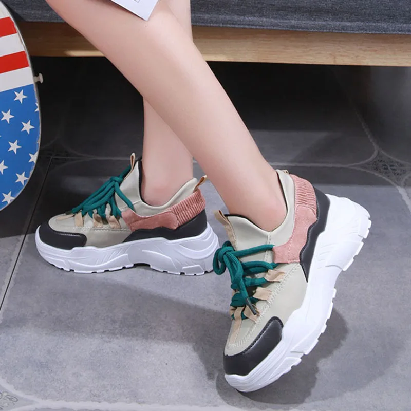 

Sneaker Shoes Women Platform Summer Adults Shoes Flat Platform Dad Sneakers Mixed Color Adults Sizes 35-40