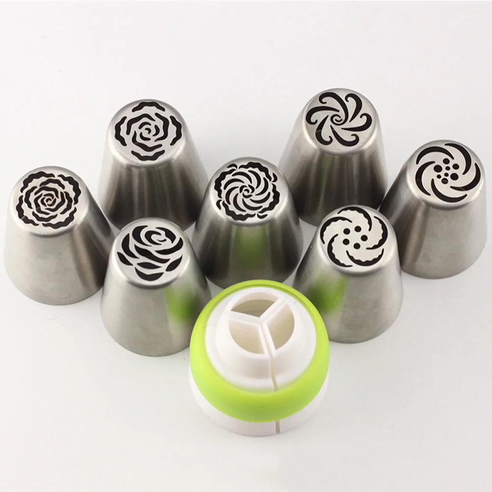 Mujiang 8Pcs Russian Nozzle Set Stainless Steel Icing Cream Nozzles Pastry Tips Sugarcraft Cake Decoration Baking Tools|pastry tools|russian nozzle