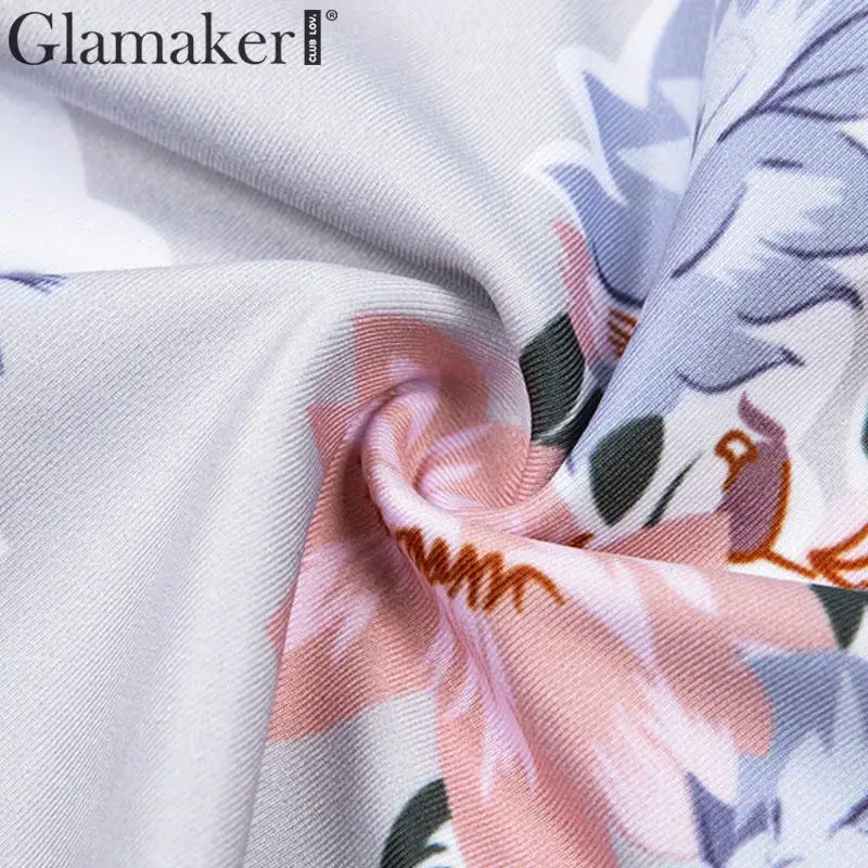 Glamaker, платье с оборками и цветочным принтом, женское, элегантное, на шнуровке, Мини Короткое платье, сексуальные, вечерние, для ночного клуба, женское платье, vestidos