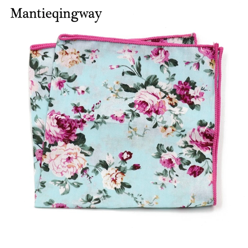 Mantieqingway Новое поступление хлопок цветочный принт носовые платки карман мужской